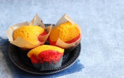 WM-Rezept in schwarz rot gold für eine ganz große Mannschaft – Muffins in Deutschlandfarben