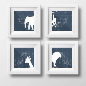 Milestonecards und tolle Drucke für Kinder und zur Wandgestaltung im Kinderzimmer von Typoteria mit Giraffe, Löwe, Affe und Elefant