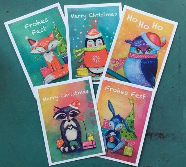 Weihnachtspostkarten mit Tieren für Kinder von herzschön