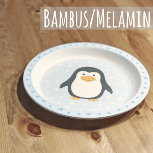 Teller aus Bambus und Melamin für Babys und Kinder mit Pinguin