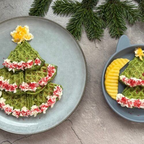 Das beste Weihnachtsrezept Kinder - grüner Tannenbaum aus Waffeln