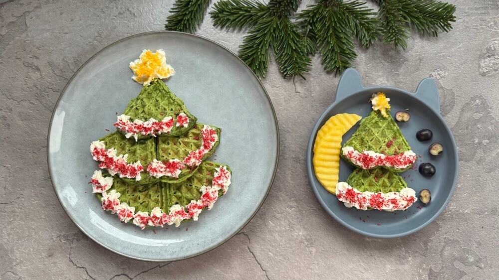 Das beste Weihnachtsrezept Kinder - grüner Tannenbaum aus Waffeln