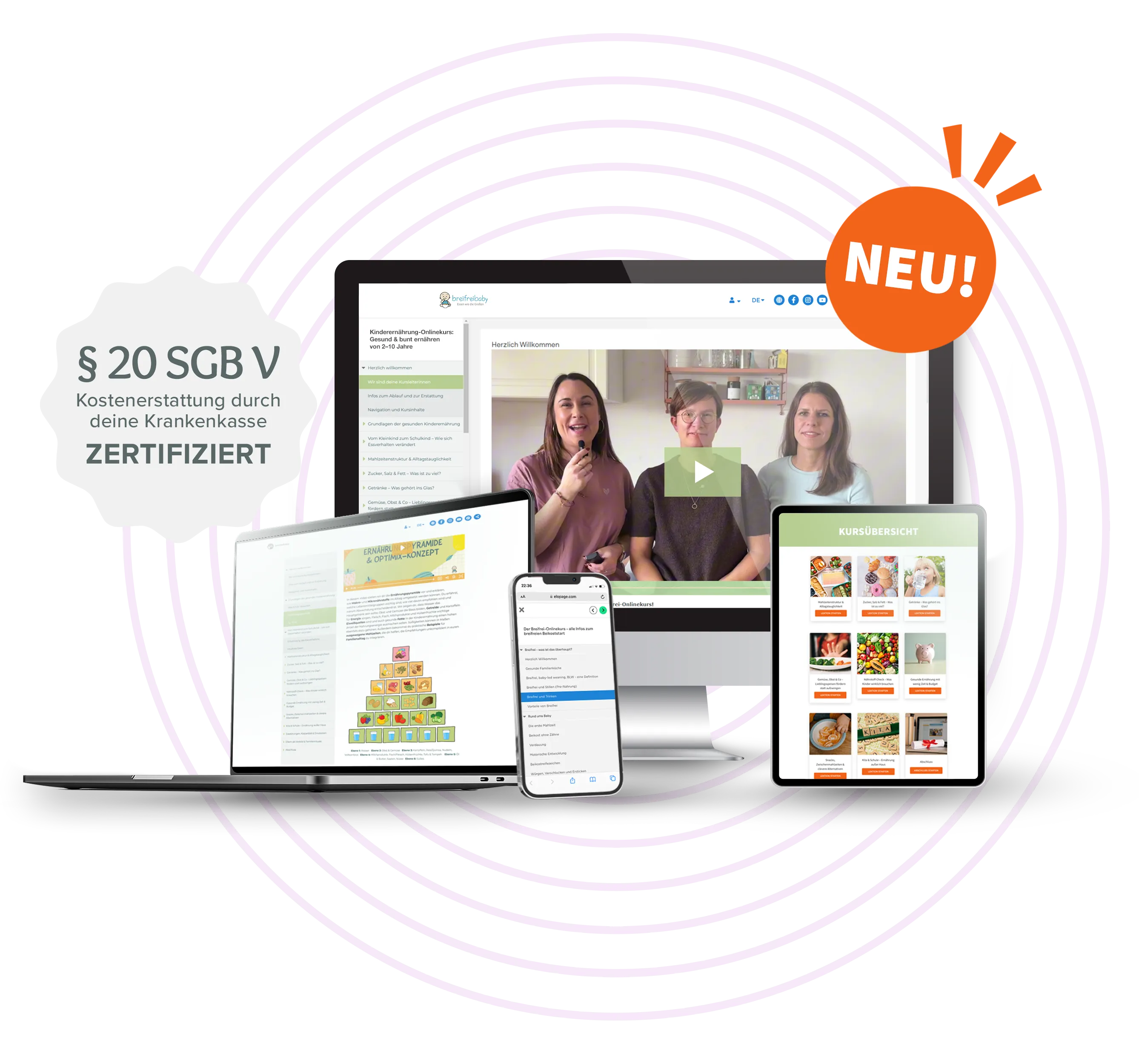Mockup Kinderernährung Onlinekurs für 2 bis 10 Jahre von breifreibaby