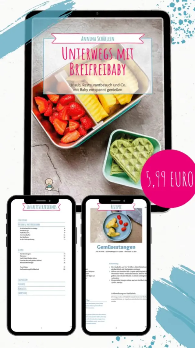 🌴☀️ Urlaub mit Baby – ohne Stress beim Essen!
Egal ob Strand, Camping oder Hotelbuffet – mit unserem E-Book „Unterwegs mit Breifreibaby“ bist du bestens vorbereitet für entspannte Mahlzeiten unterwegs. 🍉🍝

3 schnelle Tipps für euch: 
1️⃣ Locker bleiben – im Urlaub darf es auch mal Pommes oder Weißbrot sein.
2️⃣ Snacks mitnehmen, deren Zutaten du kennst – perfekt für Anreise & erste Tage.
3️⃣ Im Restaurant nachfragen – Nudeln pur oder gedünstetes Gemüse gibt’s fast überall.

✨ Im E-Book findest du außerdem:
✅ clevere Packlisten & Must-haves für unterwegs
✅ Ideen für Restaurant, Hotelbuffet & Ferienwohnung
✅ einfache, schnelle Rezepte für Babys & die ganze Familie

💬 Schreib uns eine 🌴 in die Kommentare – wir schicken dir den Link!