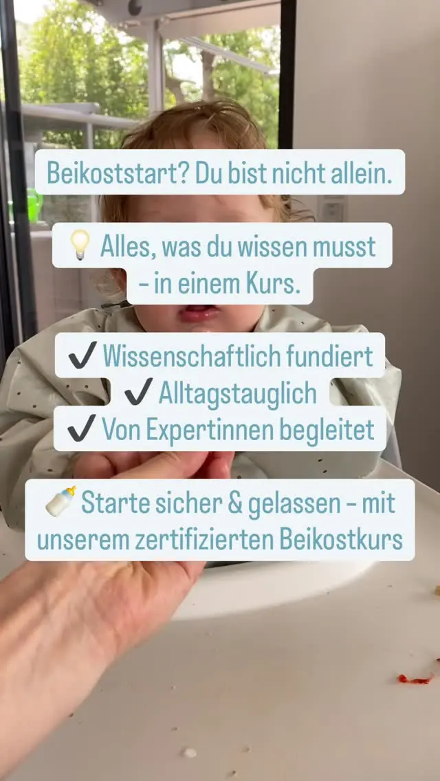 Beikoststart – aber wie?! 🍼🍽️

Du fragst dich…
❓ Wann ist dein Baby bereit?
❓ Welche Lebensmittel sind geeignet?
❓ Wie funktioniert breifrei oder Brei und BLW gemischt?
❓ Und was, wenn es mal schwierig wird?

Wir begleiten dich durch die komplette Beikostzeit – in deinem Tempo, mit fundiertem Wissen, Videos, Checklisten & vielen Alltagstipps.

✅ bis zu 100 % Kostenübernahme durch viele gesetzliche Krankenkassen in Deutschland 
✅ Für Babys ab dem 4. Monat geeignet
✅ Egal ob brei, breifrei oder kombiniert – du lernst, was zu euch passt

Damit du beim Essen nicht raten musst, sondern mit Sicherheit starten kannst.

Unser Beikost Onlinekurs (freie Zeiteinteilung) ist als Präventionskurs zertifiziert und liefert wissenschaftlich fundierte Infos. 

Kommentiere „🤍“ und wir senden dir den Link zum Kurs direkt per Nachricht!

#beikoststart #onlinekursbeikost #breifrei